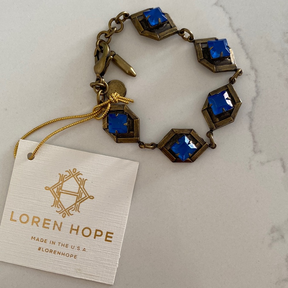 Loren Hope cobalt blue hex link bracelet brand new with tags